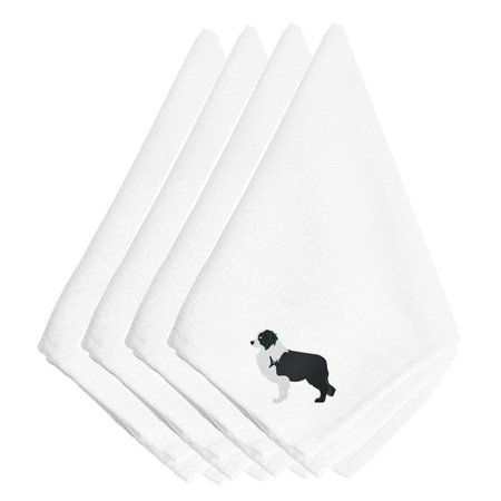 CAROLINES TREASURES Black Border Collie Embroidered Napkins, Set of 4 BB3423NPKE